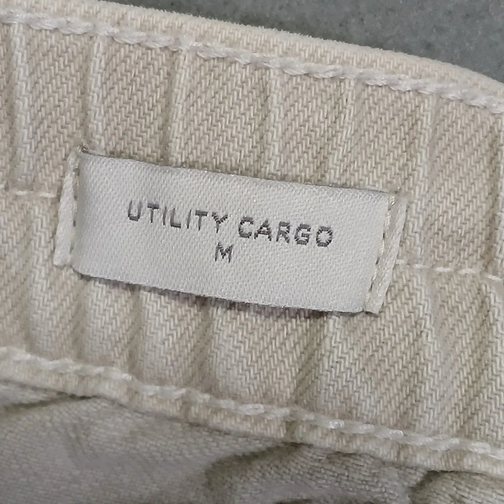 Pacsun Womens - Elastic Waist Cotton Denim Utility Cargo Pants‎ In Bone Size M